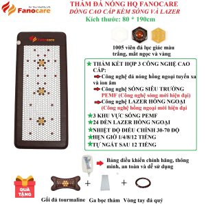 Thảm đá nhiệt nóng Fanocare dòng cao cấp KT 80*190cm đá trắng bóng kết hợp công nghệ lazer và công nghệ sóng siêu dài